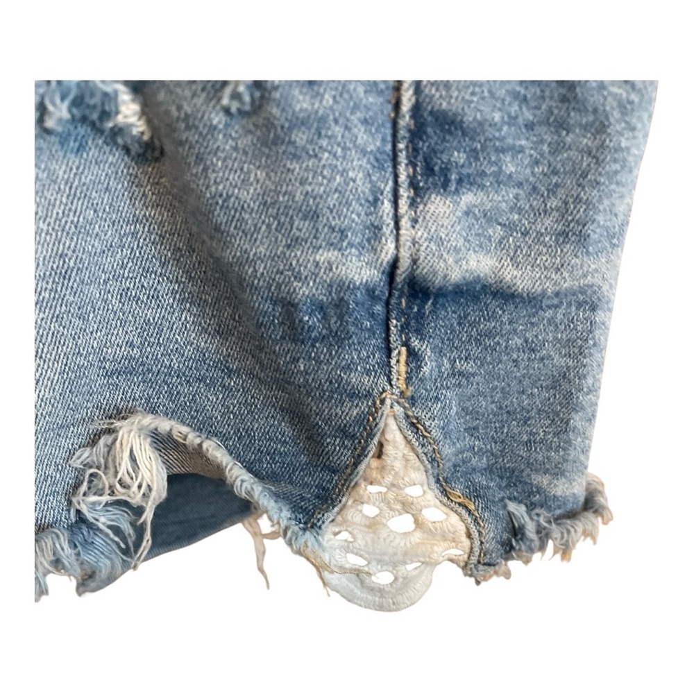 Judy Blue Light Blue Distressed Jean Shorts with crochet accents - Picture 3 of 6